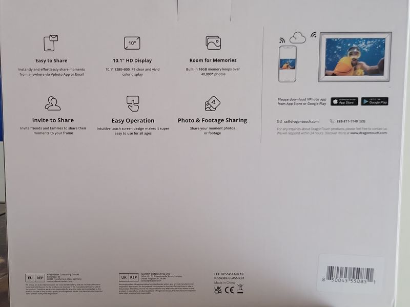 Retratera Digital HD 10.1" Dragontouch Modern 10 Charm - Pantalla touch, conexion WiFi. Marco blanco especial