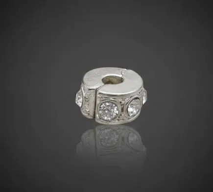 Separador estilo bead Broche de Seguridad (stopper) metal brass y cristales p/pulsera europea