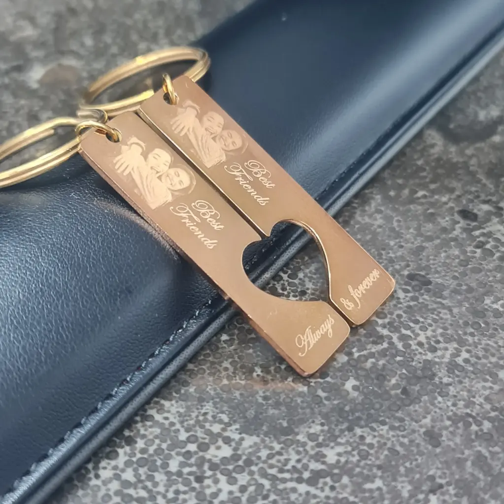 Llavero acero inox. (doble) par de corazón