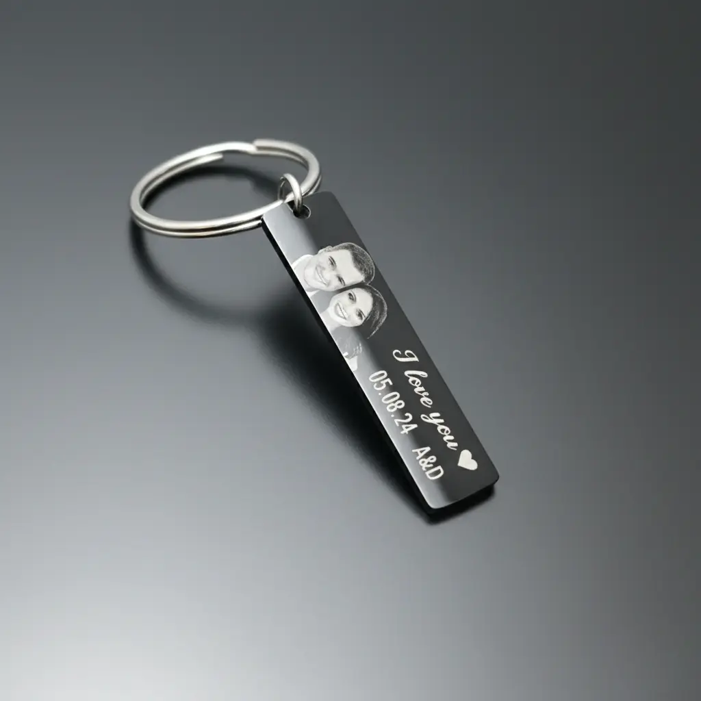 Llavero dije rectangular ac. Inox. 40mm