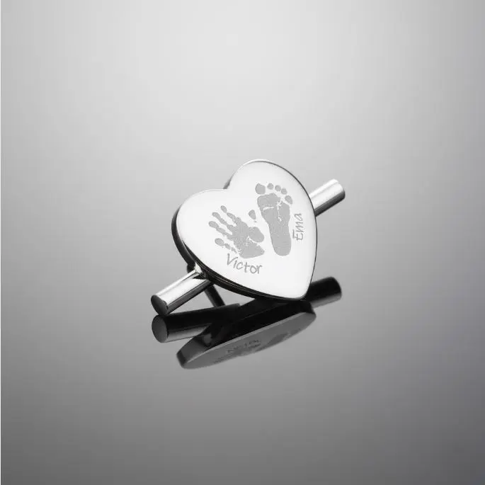 Encanto ac. Inox. corazon p/ banda reloj plateado