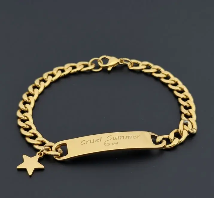 [G-PUAX-007DR] Esclava de dama mediana -c/dije estrella-mar colgante ac. Inox. Dorada