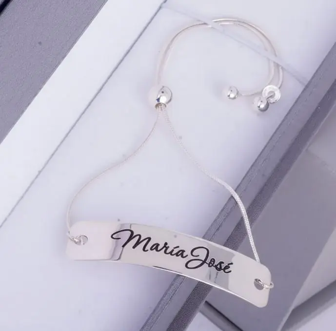 Pulsera Dama estilo snake con placa rectangular de plata 9.25