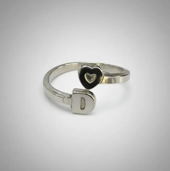 Anillo De Plata Letra Y Corazón