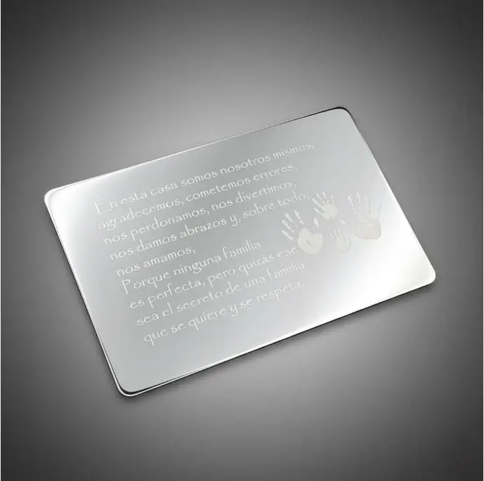 Tarjeta Estilo business pulido espejo de Ac inox. 1mm grosor plateado