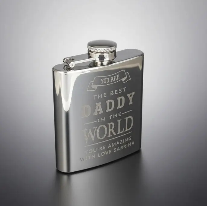 Frasco Deluxe licorero de bolsillo 3oz en ac. Inox. Plateado