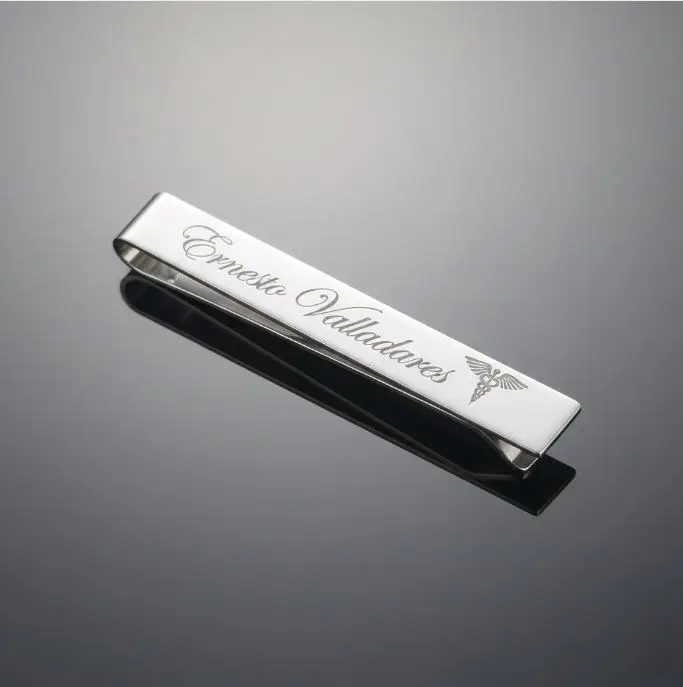 [X-CLAX-002PT] Clip para Corbata ac. Inox pulido espejo plateado 6x40mm