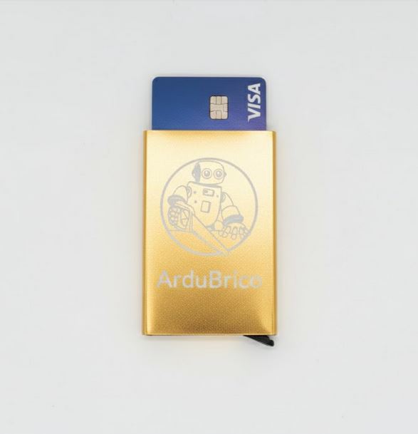 [X-TAAL-002DR-01] Tarjetero estilo Box redondeado RFID block aluminio (Dorado)