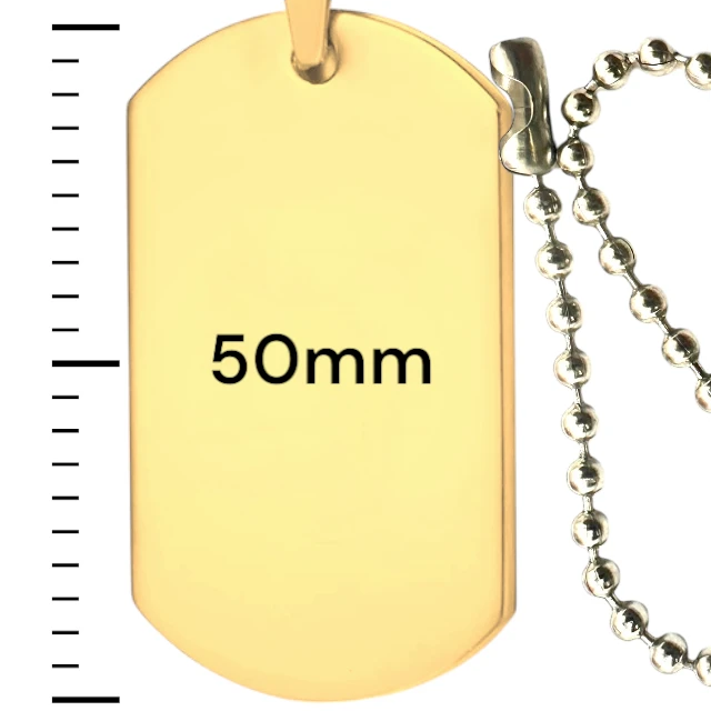 Cadena con Dije militar pulido espejo Ac. inox extra grande 50mm