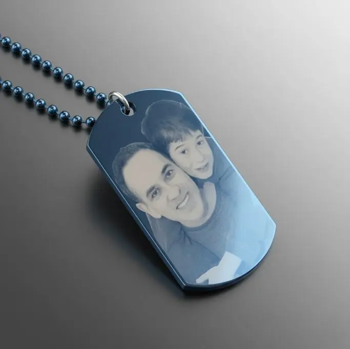 Cadena con Dije militar pulido espejo Ac. inox mediano 40mm