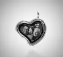 Cadena con Relicario ac. Inox. corazon caido grande con vidrio plateado 30mm