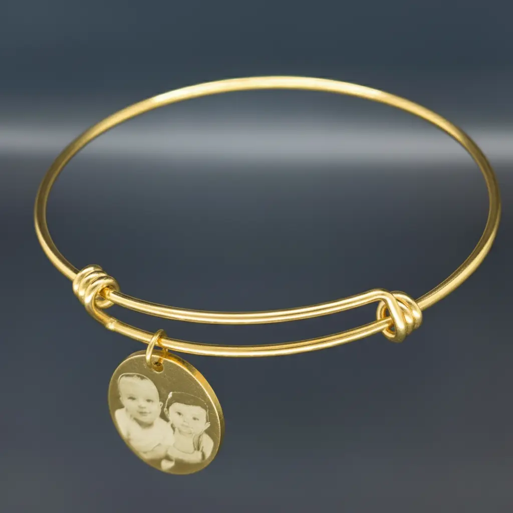 Pulsera estilo aro-traslapado (Bangle) semirigida ajustable ac. Inox. 