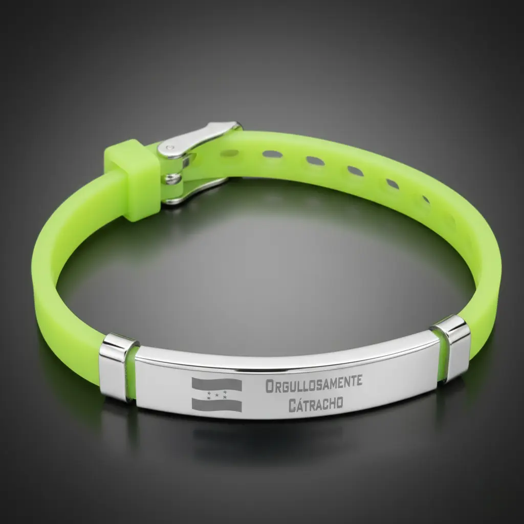 Brazaletes de silicone delgada De Colores 7mm c/barra rectangular ac. Inox. Pleateada