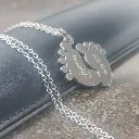 Cadena con Dije huella piecitos pulido espejo ac. Inox plateado grande 30mm