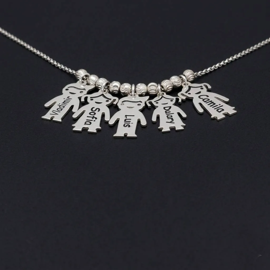 Cadena con Dijes pequeno niño(a) de Plata 9.25