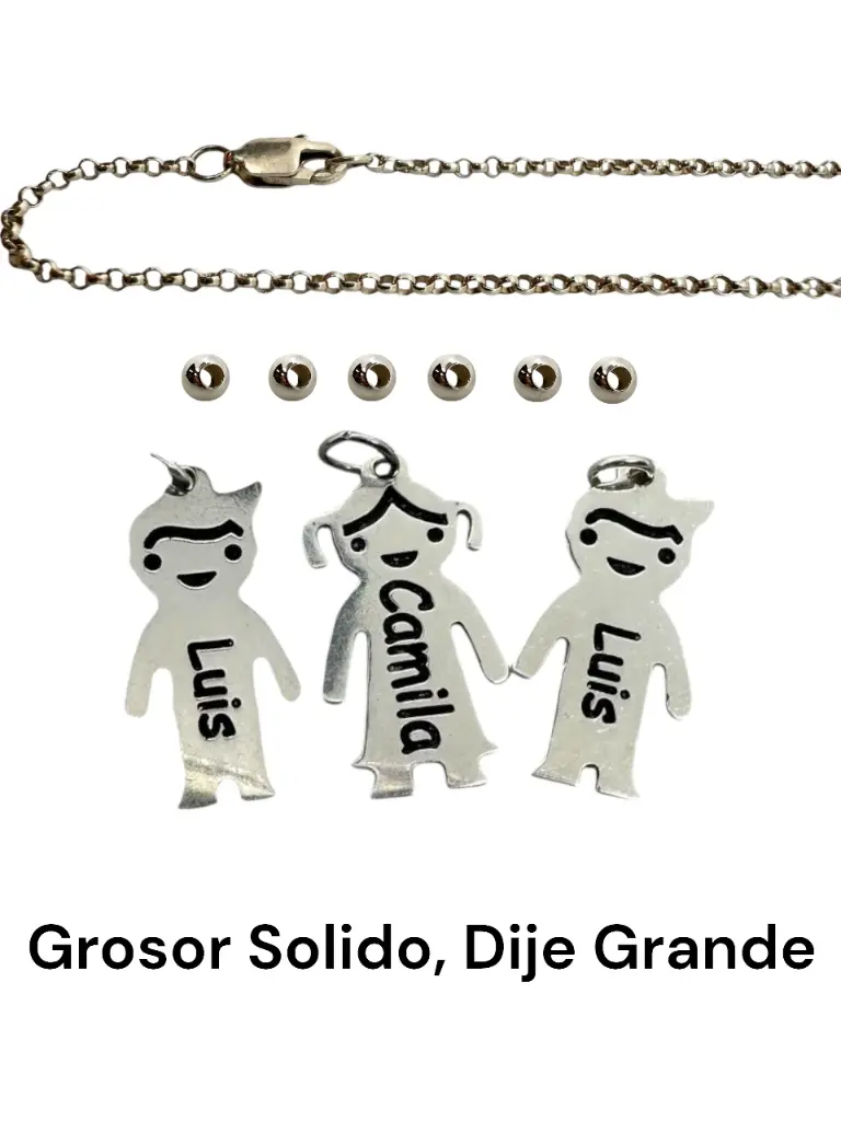 Cadena con Dijes pequeno niño(a) de Plata 9.25
