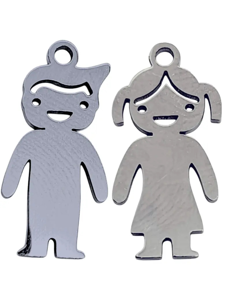 Cadena rolo con Dije Niños (as) 18.5mm base acero inoxidable.