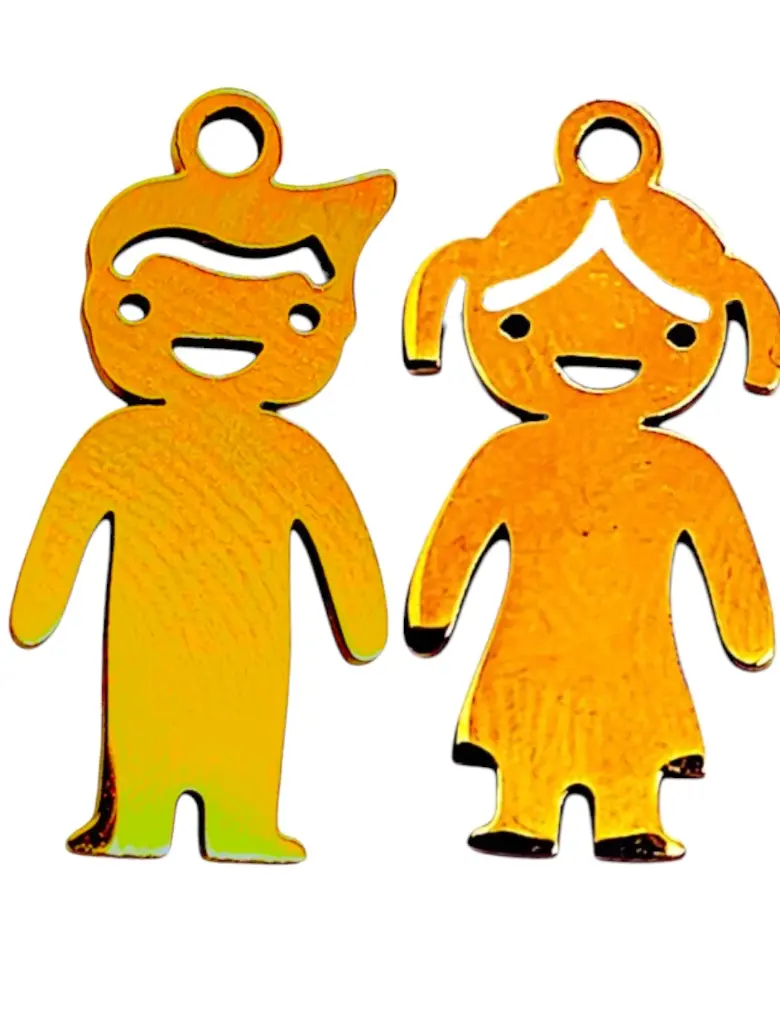 Cadena rolo con Dije Niños (as) 18.5mm base acero inoxidable. (Dorado, 1, 1)