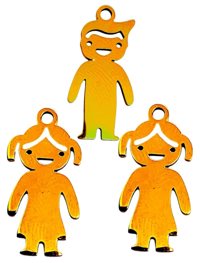 Cadena rolo con Dije Niños (as) 18.5mm base acero inoxidable.