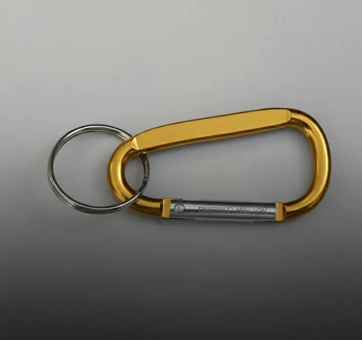 [G-LLAL-001DR-01] Llavero Carabinero de aluminio color variados mediano 60mm c/aro keychain 25mm personalizados (Dorado)
