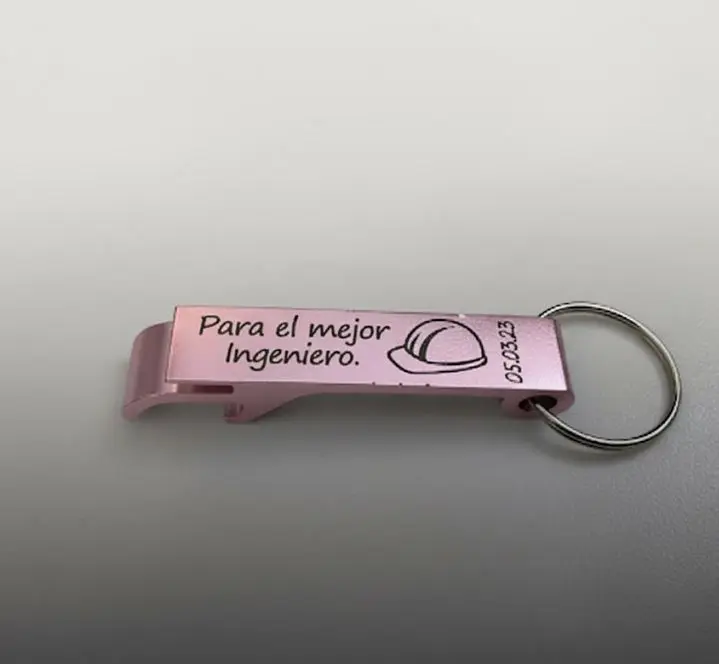 Llavero destapador de aluminio colores variados mediano 65mm c/aro keychain 25mm personalizado