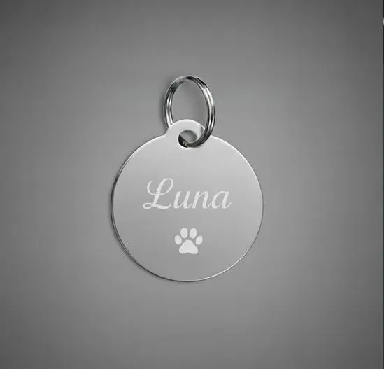 [G-DIAL-022NU-01] Dije Mascota redondo Aluminio (varios colores) grande 30mm  (Plateado)