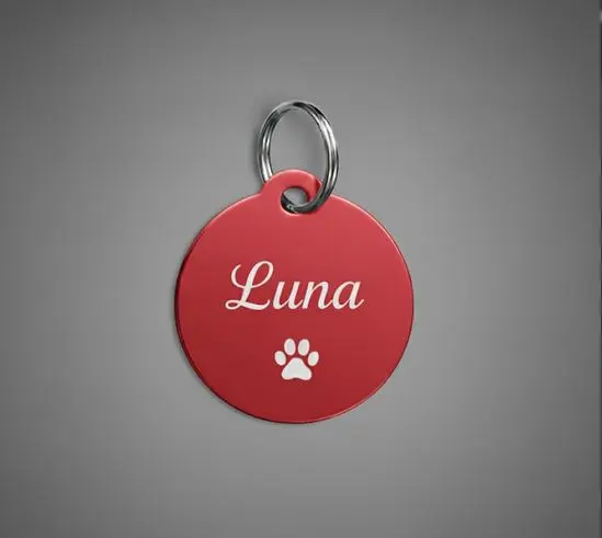 Dije Mascota redondo Aluminio (varios colores) grande 30mm 