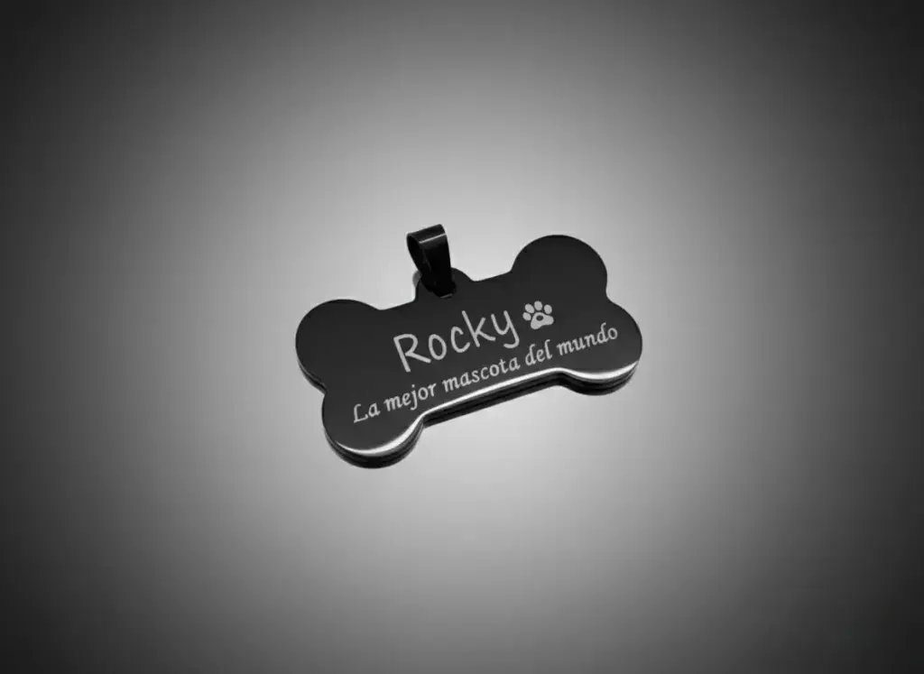 [X-DIAX-050NG-01] Dijes Mascotas De Acero Inoxidable  (Hueso Negro Grande)