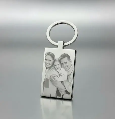 Llavero acero inox. Rectangular delux plateado 37mm c/Aro incluido Personalizado