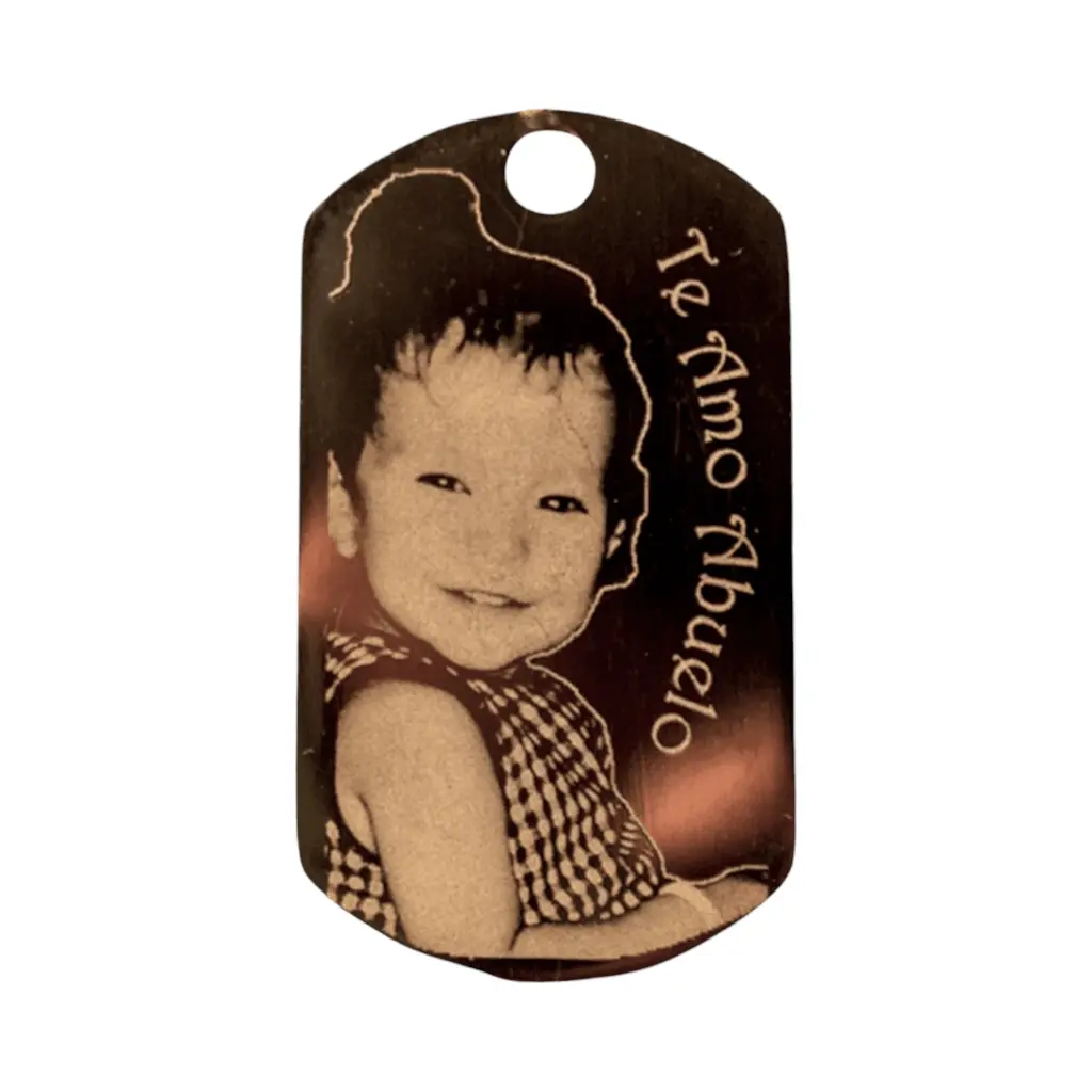 Cadena con Dije Estilo Militar 1 Lado pulido 42mm (Dorado, Rolo)