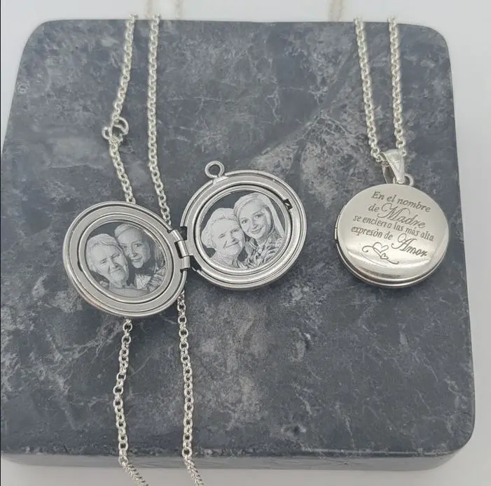 Cadena con Relicario Plata 9.25 redondo liso pequeño 20mm 