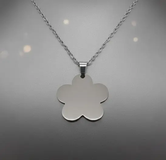 [X-CAAX-030PT] Cadena con Dije Estilo Flor pulido espejo ac. Inox grande 30mmm