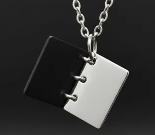 Cadena con Dije Libro pulido espejo ac. inox. plateado mediano Personalizado