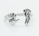 Anillo De Plata diseño huellas manos y pies personalizado