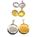 Cadena con Relicario Redondo mediano liso de Acero inoxidable 27mm -COLOR