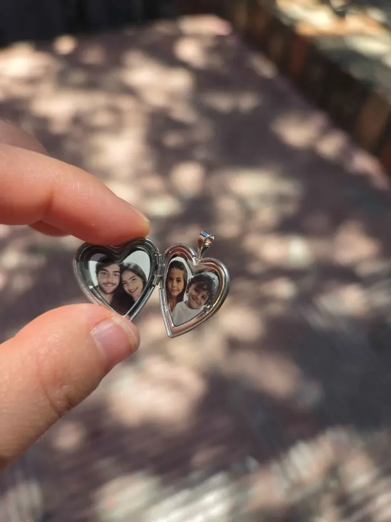 Cadena con Relicario Plata 9.25 corazon Liso pequeno -COLOR