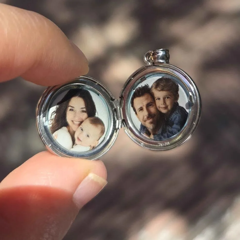 Cadena con Relicario Plata 9.25 redondo liso pequeño 20mm  -COLOR