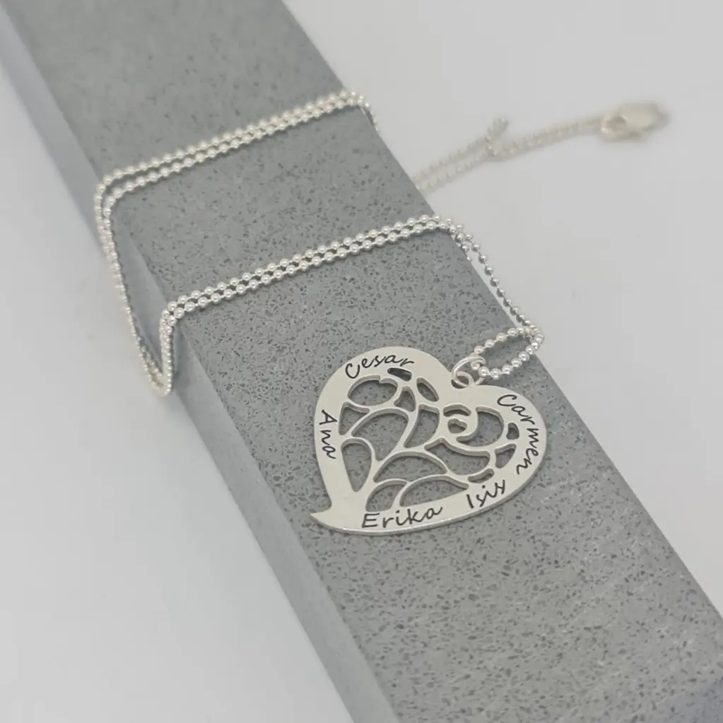 Cadena con Dije Corazón Colita De Plata Estilo Rama De Plata Estilo Rama pulido espejo de plata 9.25 (Sin cadena, 2.4cm²)