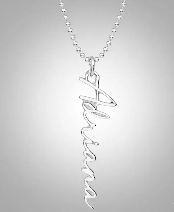 [X-CAPL-016PT-01] Cadena con Dije Nombre delgado vertical de Plata pulido espejo de plata 9.25 (Sin cadena)