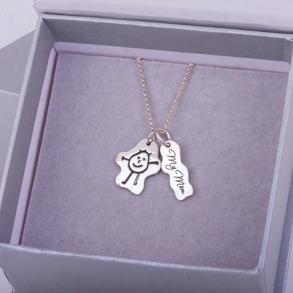 Cadena plata con Dije primer dibujo de plata 9.25