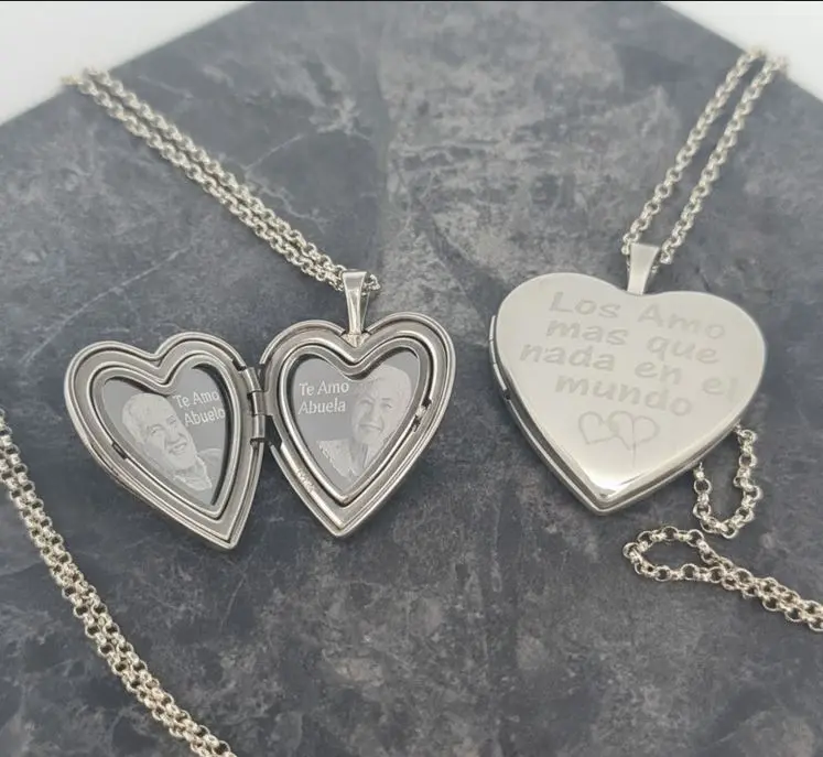 [X-REPL-001PT-01] Cadena con Relicario Plata 9.25 corazon Liso pequeno (Sin cadena)