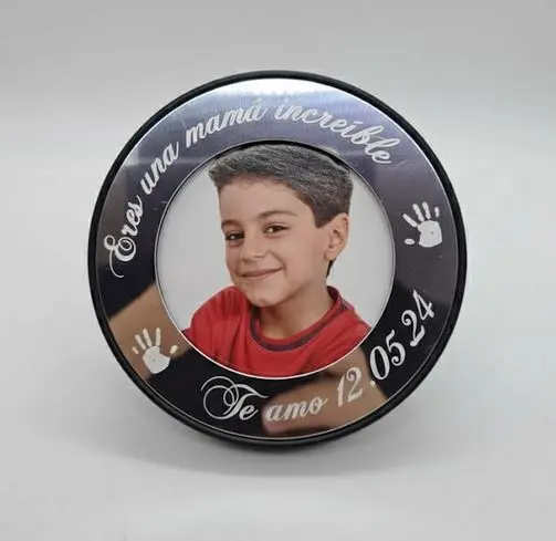 [G-RTAL-005PT] Retratera magnetica redonda reborde negro marco-interno redondo Aluminio 70mm (Plateado)