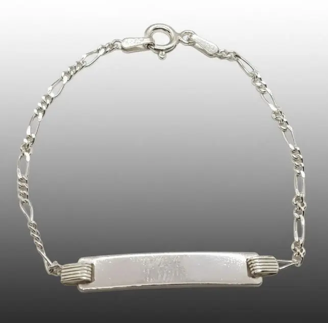 [X-PUPL-003PT] Esclava mini para Bebe estilo figaro light (3-1) Plata 9.25 con placa 5mm